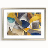 Modern Abstract Painting – Luxurious Gold & Navy Blue Geometric Art