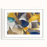 Modern Abstract Painting – Luxurious Gold & Navy Blue Geometric Art