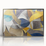Modern Abstract Painting – Luxurious Gold & Navy Blue Geometric Art