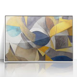 Modern Abstract Painting – Luxurious Gold & Navy Blue Geometric Art