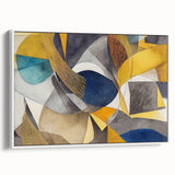 Modern Abstract Painting – Luxurious Gold & Navy Blue Geometric Art