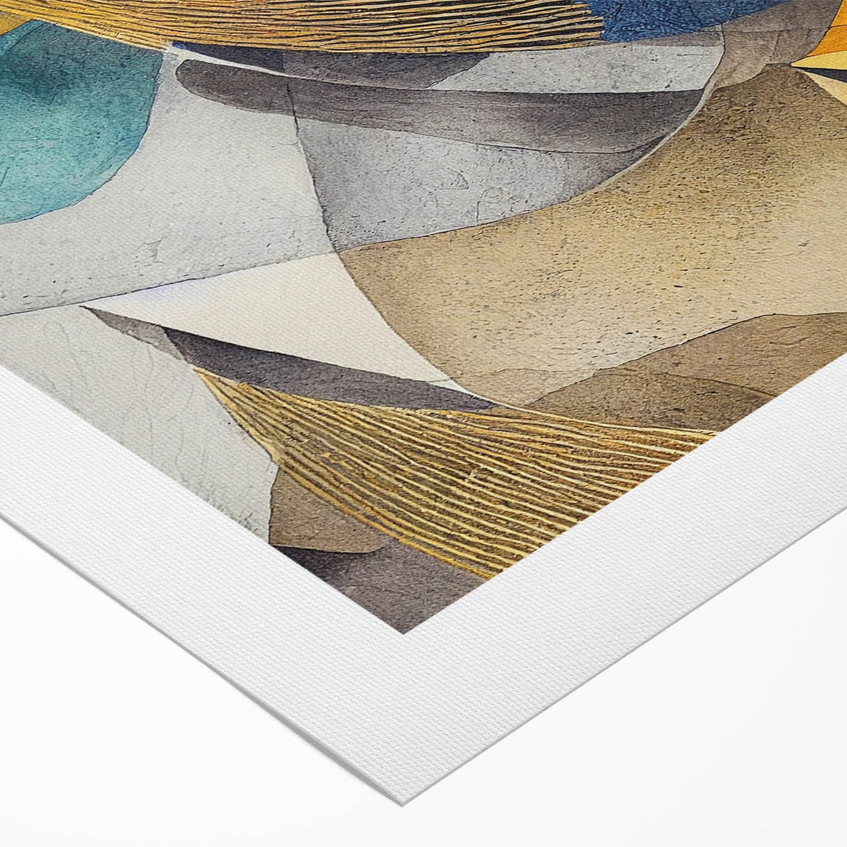 Modern Abstract Painting – Luxurious Gold & Navy Blue Geometric Art