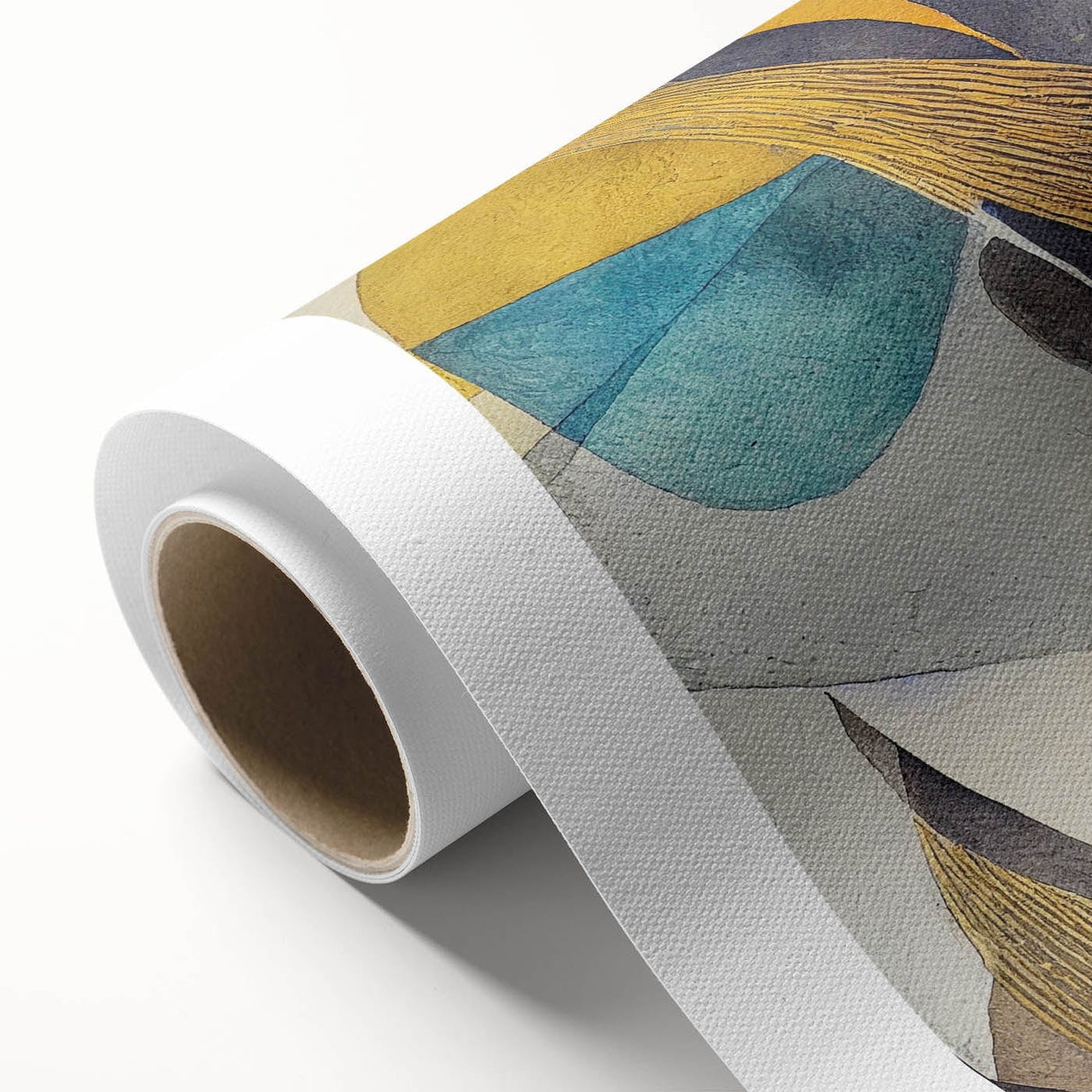 Modern Abstract Painting – Luxurious Gold & Navy Blue Geometric Art