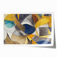 Modern Abstract Painting – Luxurious Gold & Navy Blue Geometric Art