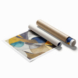 Modern Abstract Painting – Luxurious Gold & Navy Blue Geometric Art