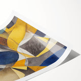 Modern Abstract Painting – Luxurious Gold & Navy Blue Geometric Art