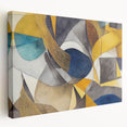Modern Abstract Painting – Luxurious Gold & Navy Blue Geometric Art