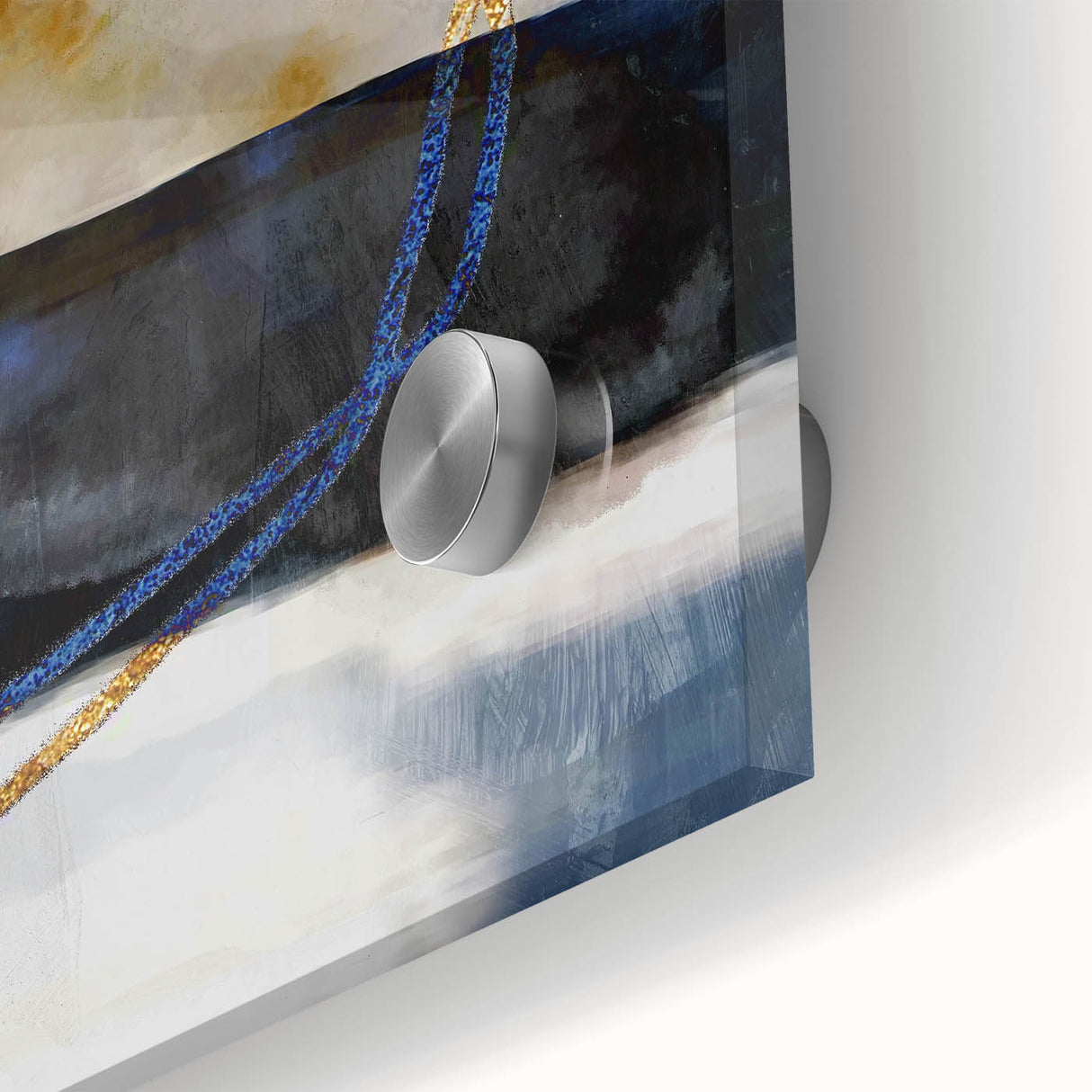 Timeless Textures Abstract Wall Art – Navy, Ochre, and Gold Layers