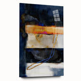 Timeless Textures Abstract Wall Art – Navy, Ochre, and Gold Layers