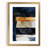 Timeless Textures Abstract Wall Art – Navy, Ochre, and Gold Layers