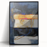 Timeless Textures Abstract Wall Art – Navy, Ochre, and Gold Layers