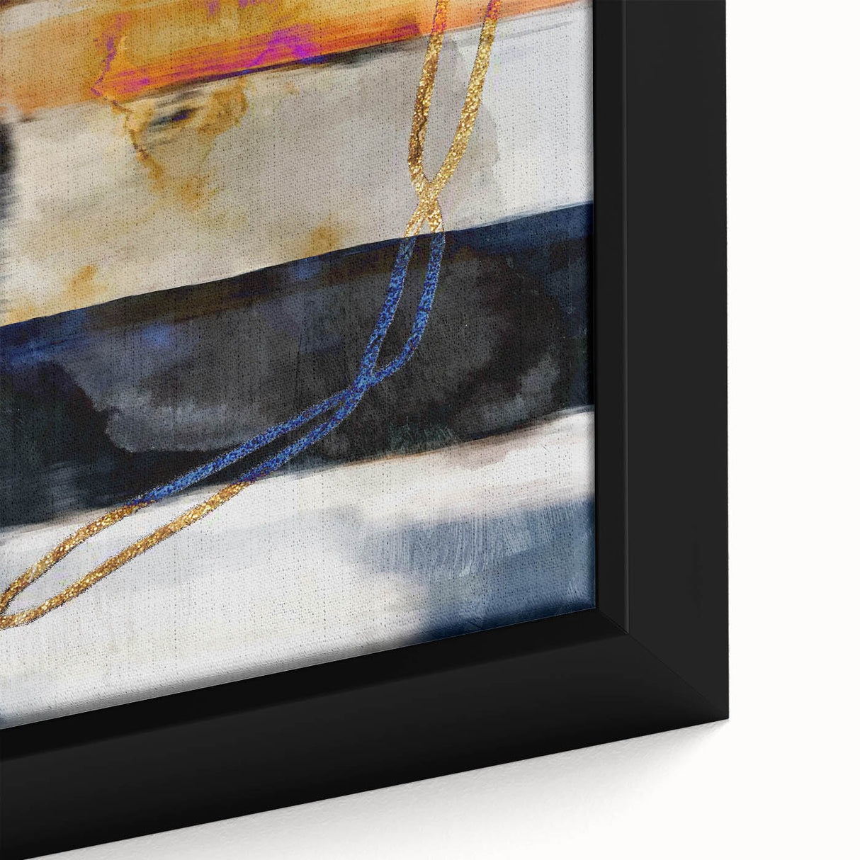 Timeless Textures Abstract Wall Art – Navy, Ochre, and Gold Layers