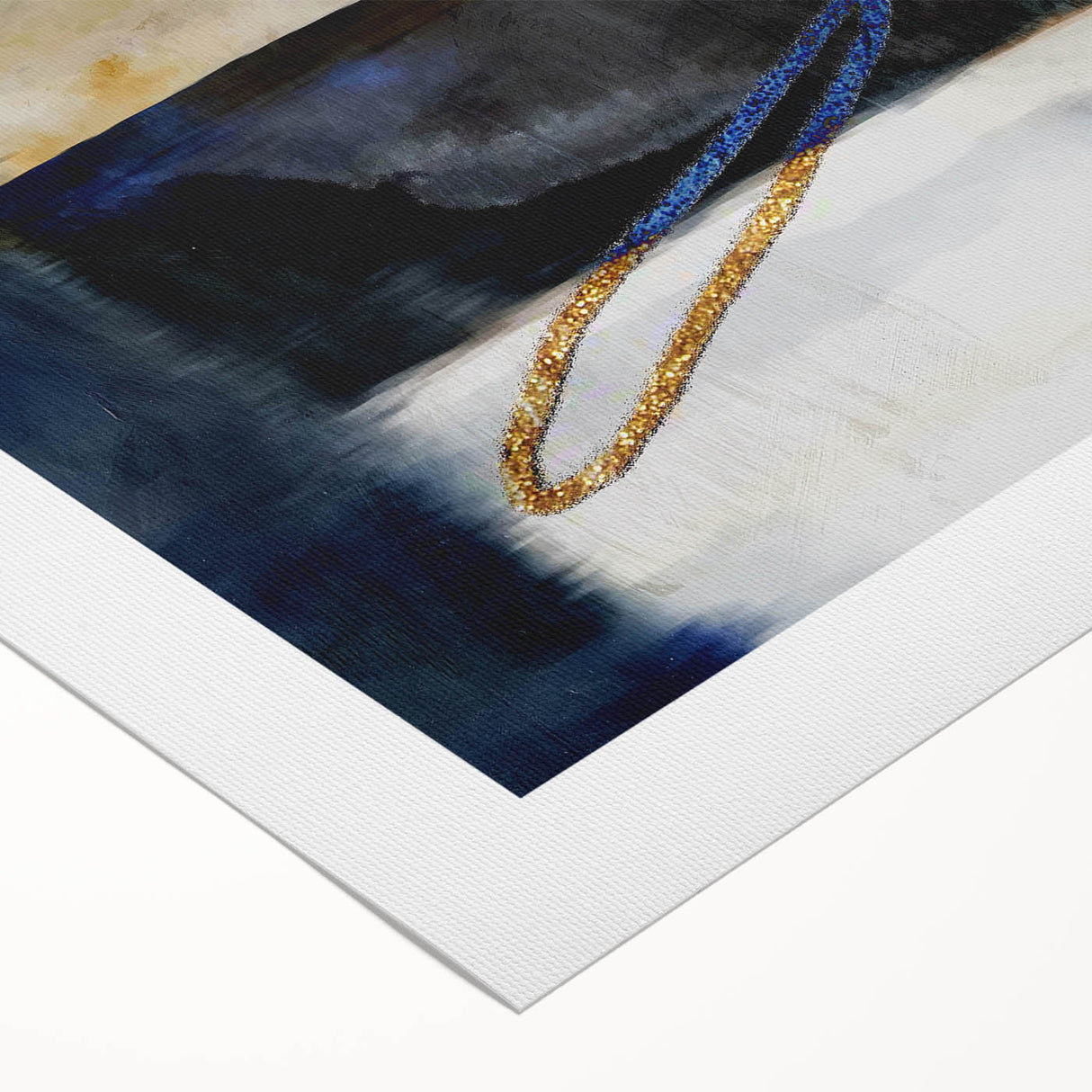 Timeless Textures Abstract Wall Art – Navy, Ochre, and Gold Layers