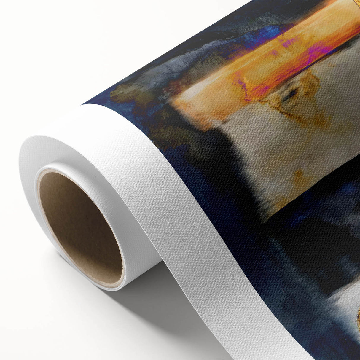 Timeless Textures Abstract Wall Art – Navy, Ochre, and Gold Layers