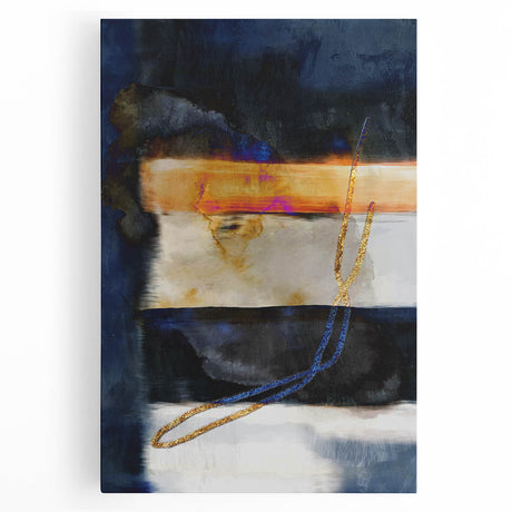 Timeless Textures Abstract Wall Art – Navy, Ochre, and Gold Layers