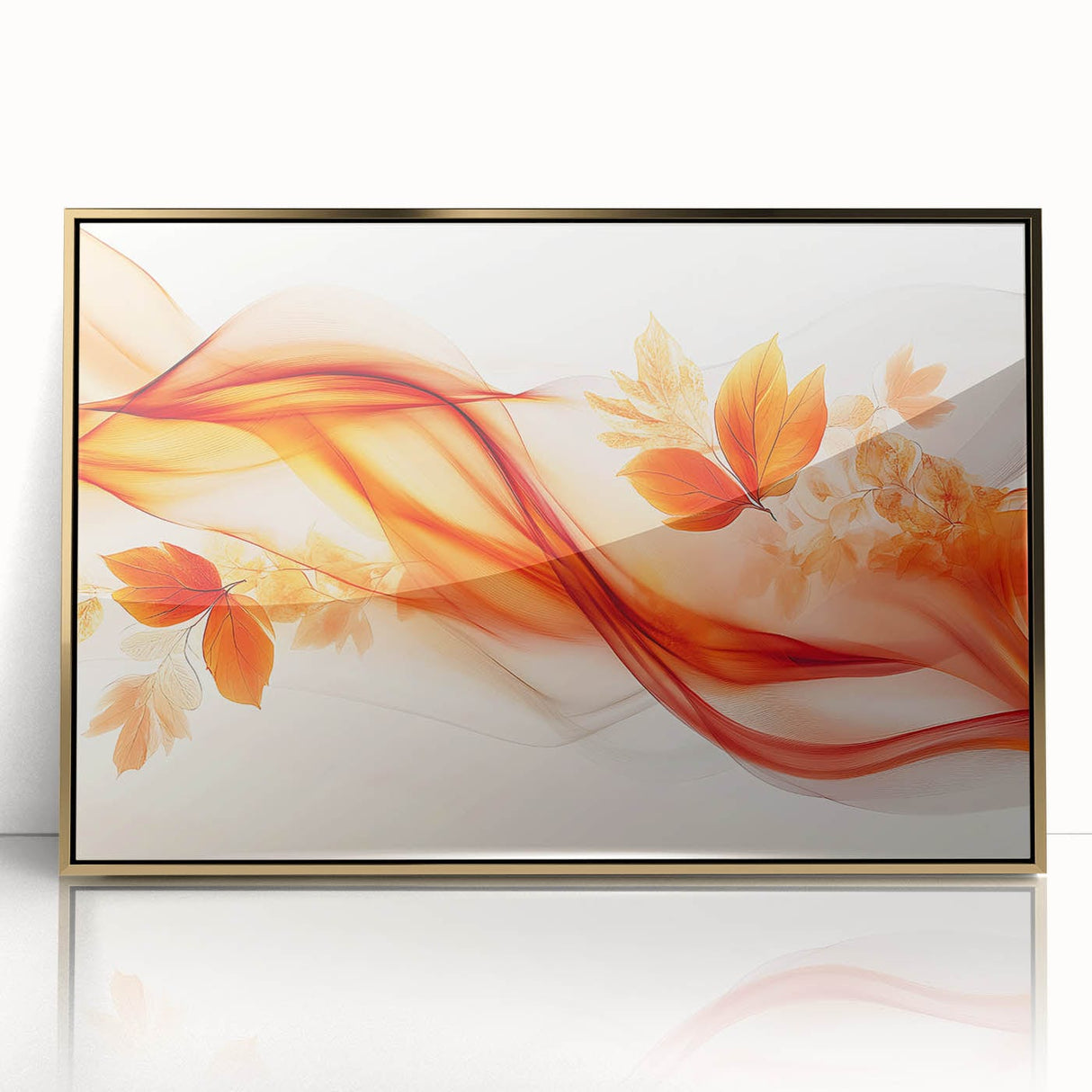 Flowing Autumn Leaves – Fluid Abstract Wall Art in Orange Tones