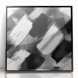Modern Black and White Abstract Paintings - Monochrome Canvas Art