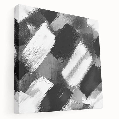 Modern Black and White Abstract Paintings - Monochrome Canvas Art
