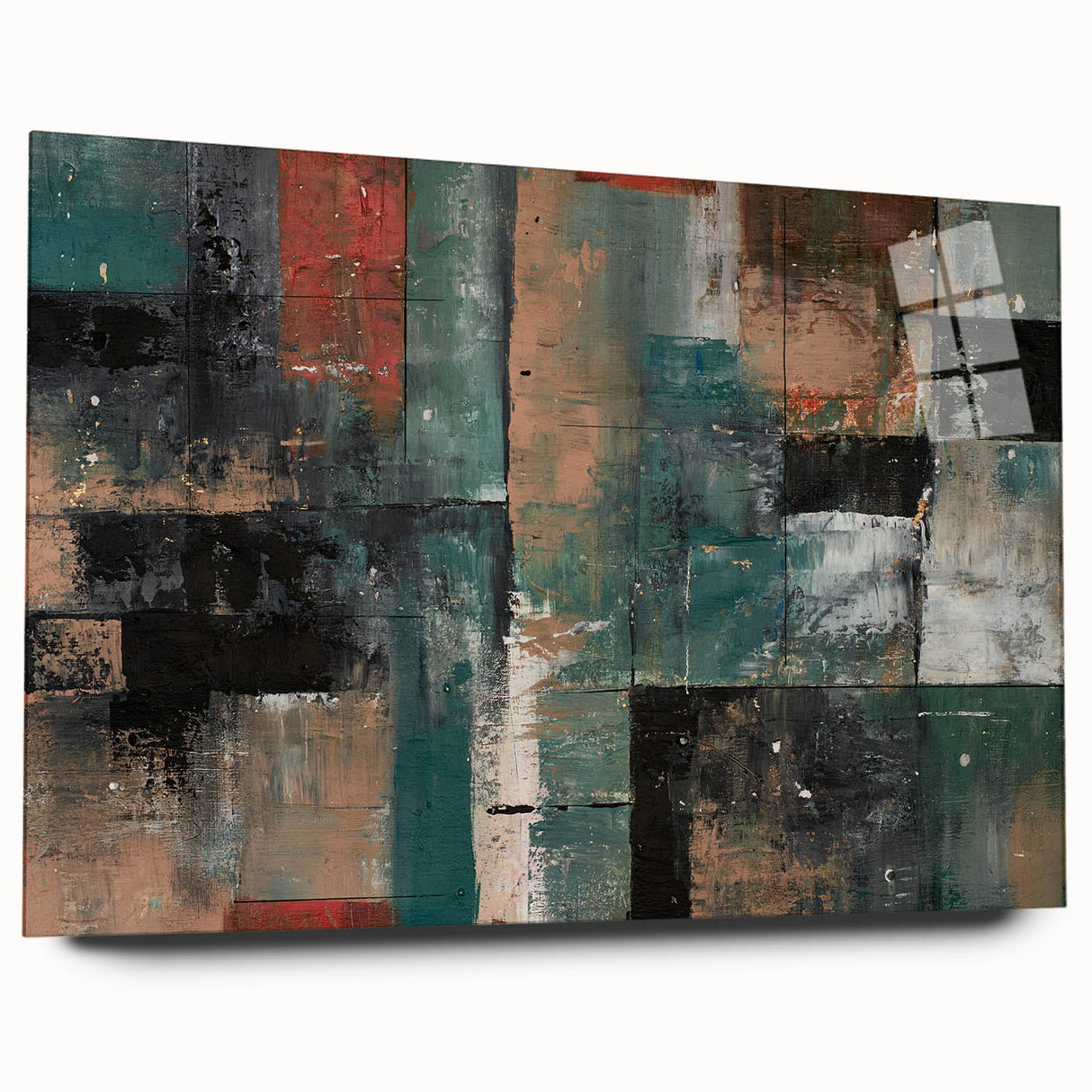 Geometric Abstract Art Prints – Earth-Toned Grid Composition