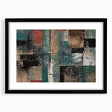 Geometric Abstract Art Prints – Earth-Toned Grid Composition