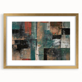 Geometric Abstract Art Prints – Earth-Toned Grid Composition