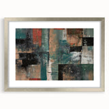 Geometric Abstract Art Prints – Earth-Toned Grid Composition