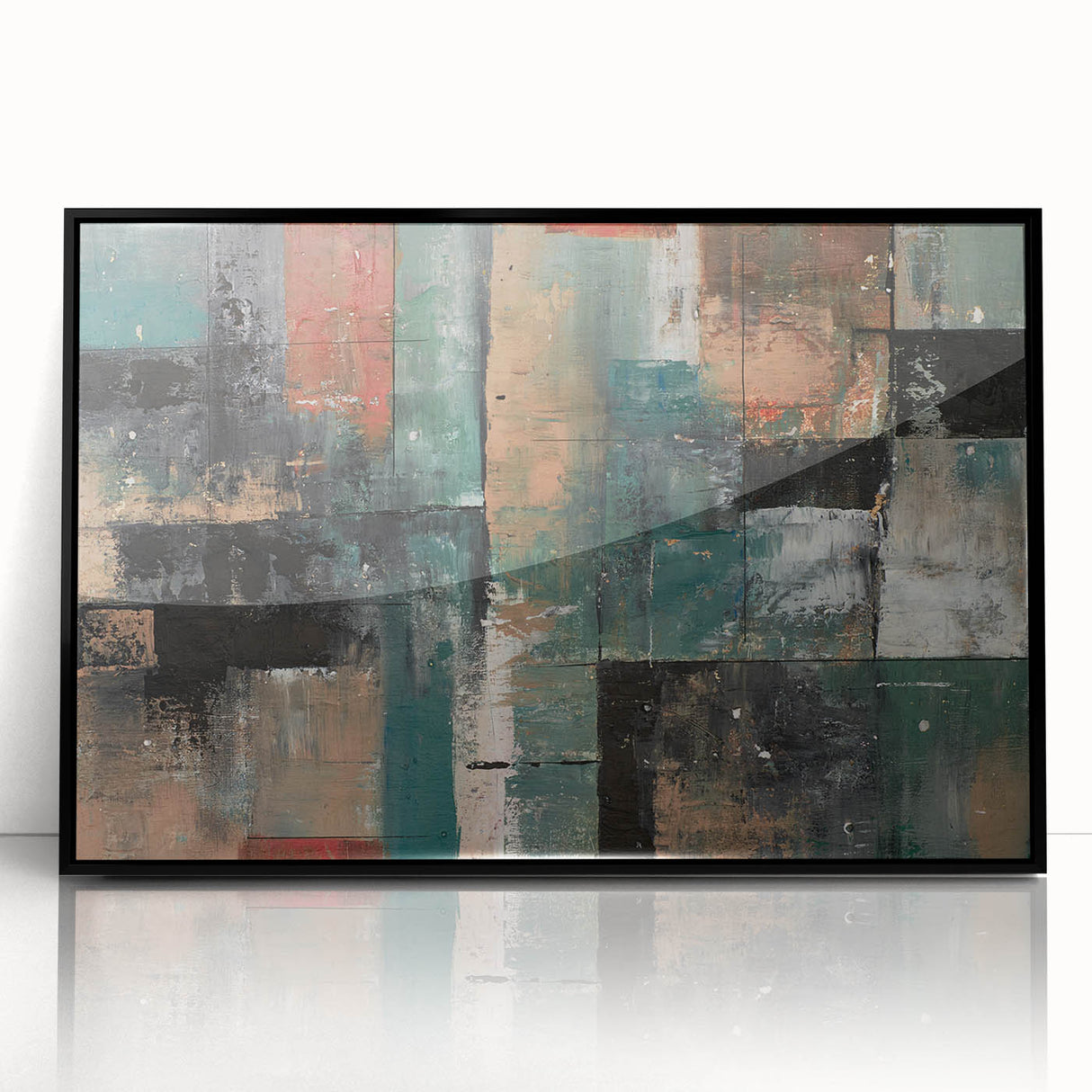 Geometric Abstract Art Prints – Earth-Toned Grid Composition