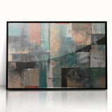 Geometric Abstract Art Prints – Earth-Toned Grid Composition