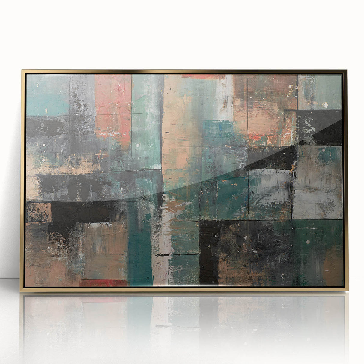 Geometric Abstract Art Prints – Earth-Toned Grid Composition