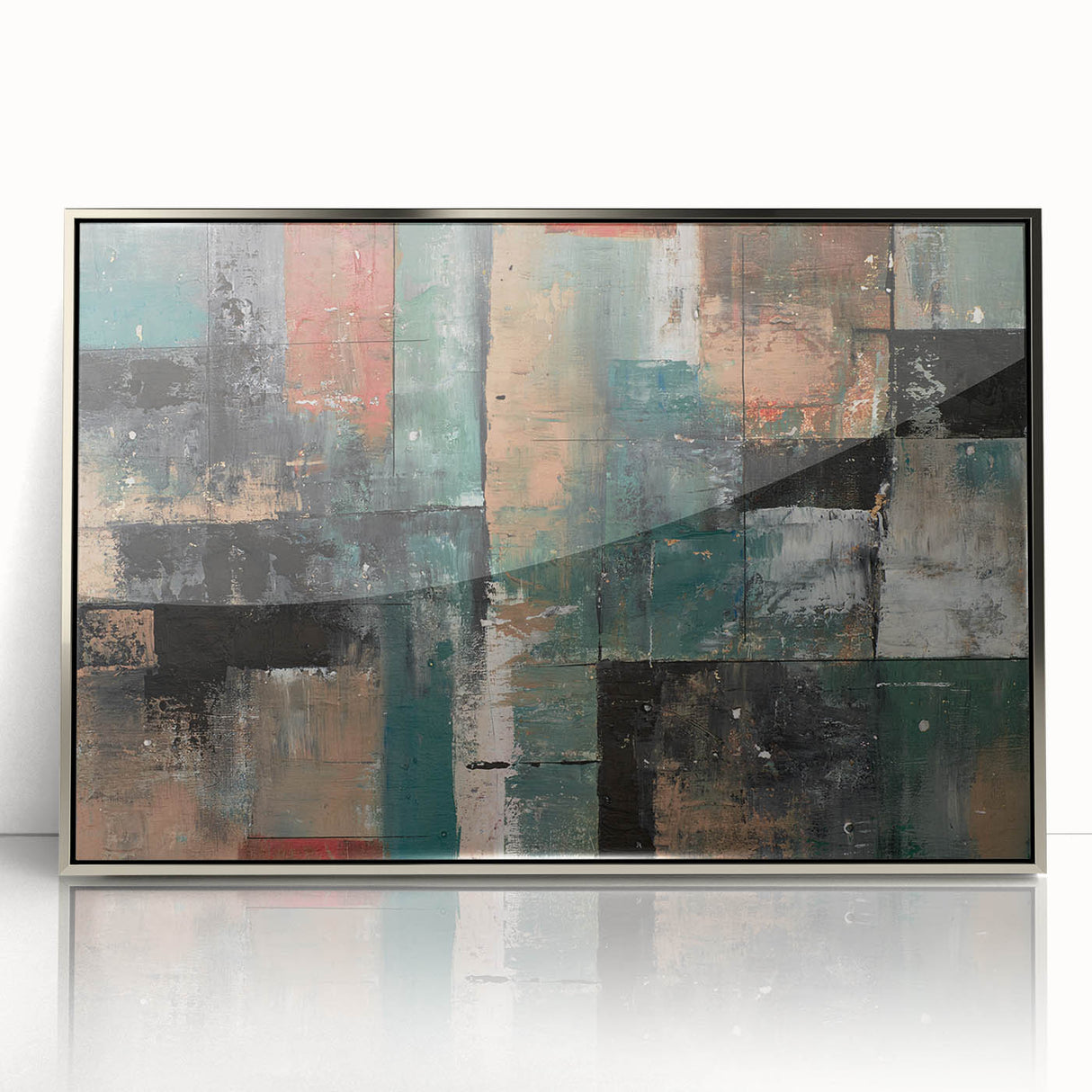 Geometric Abstract Art Prints – Earth-Toned Grid Composition