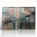 Geometric Abstract Art Prints – Earth-Toned Grid Composition