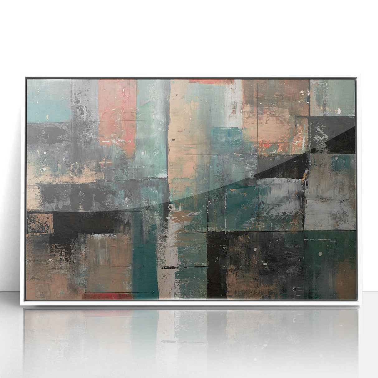 Geometric Abstract Art Prints – Earth-Toned Grid Composition