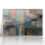 Geometric Abstract Art Prints – Earth-Toned Grid Composition