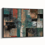 Geometric Abstract Art Prints – Earth-Toned Grid Composition