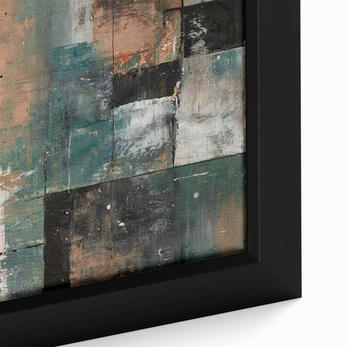 Geometric Abstract Art Prints – Earth-Toned Grid Composition