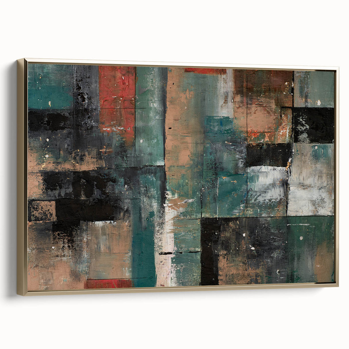 Geometric Abstract Art Prints – Earth-Toned Grid Composition