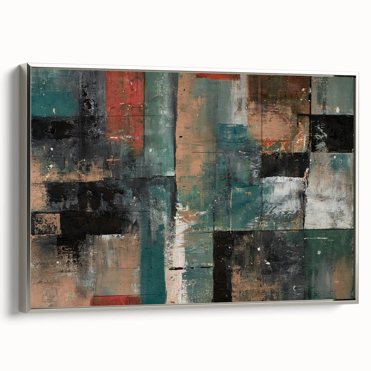 Geometric Abstract Art Prints – Earth-Toned Grid Composition