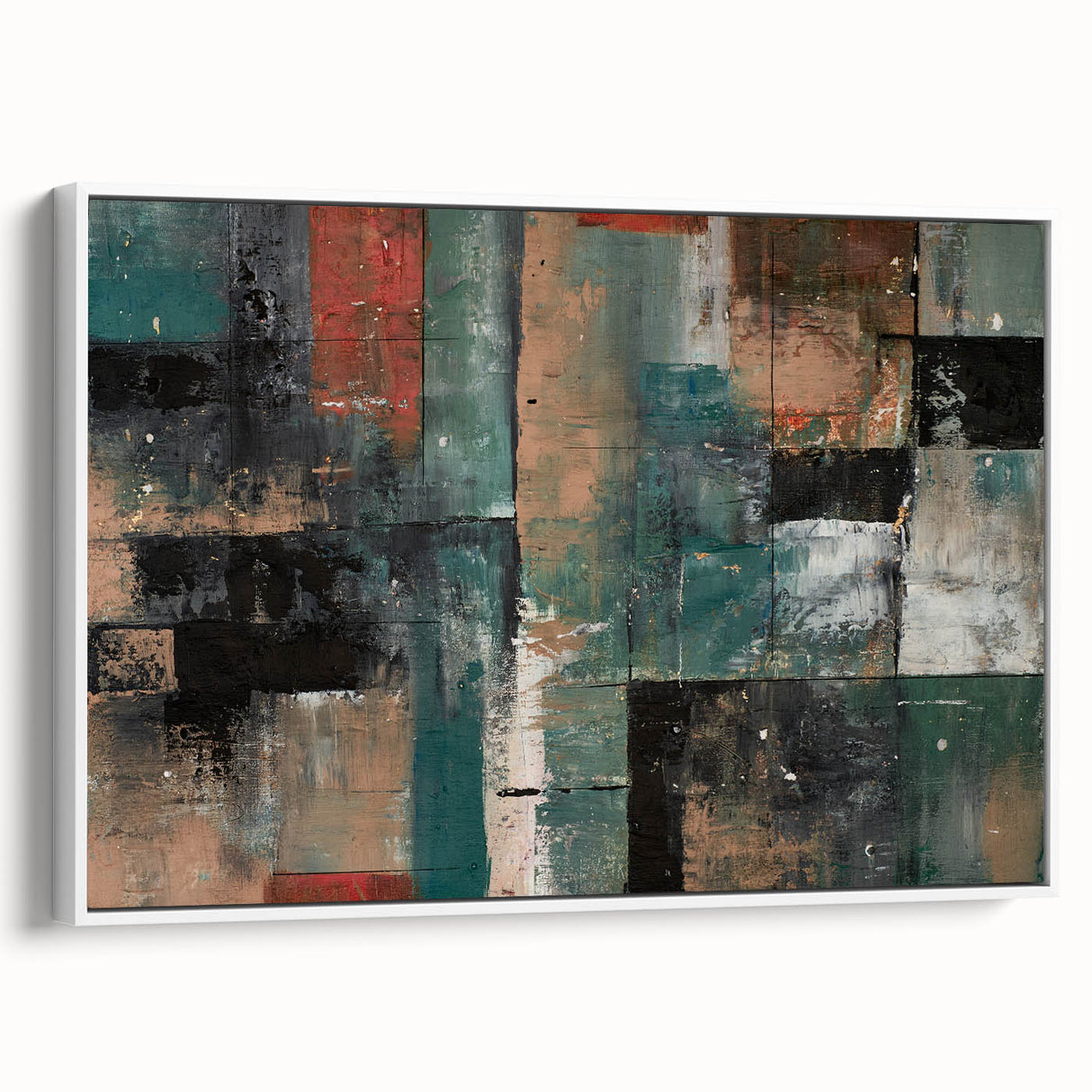 Geometric Abstract Art Prints – Earth-Toned Grid Composition