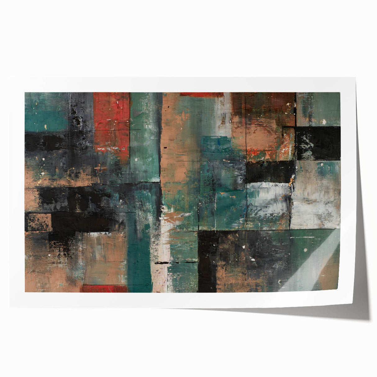 Geometric Abstract Art Prints – Earth-Toned Grid Composition