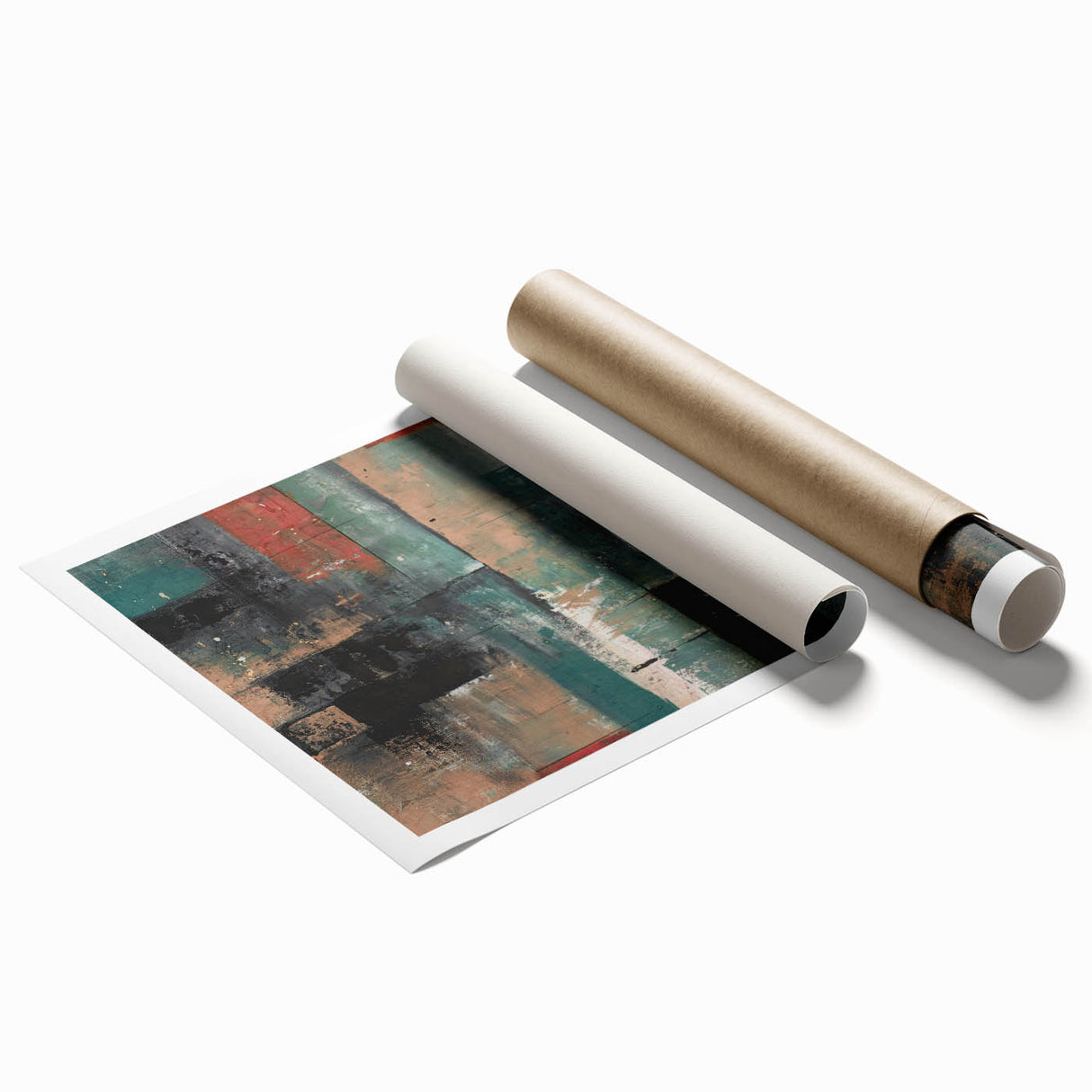 Geometric Abstract Art Prints – Earth-Toned Grid Composition