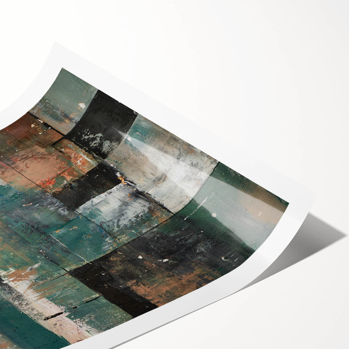Geometric Abstract Art Prints – Earth-Toned Grid Composition