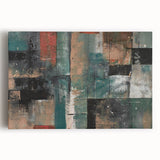 Geometric Abstract Art Prints – Earth-Toned Grid Composition