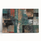 Geometric Abstract Art Prints – Earth-Toned Grid Composition
