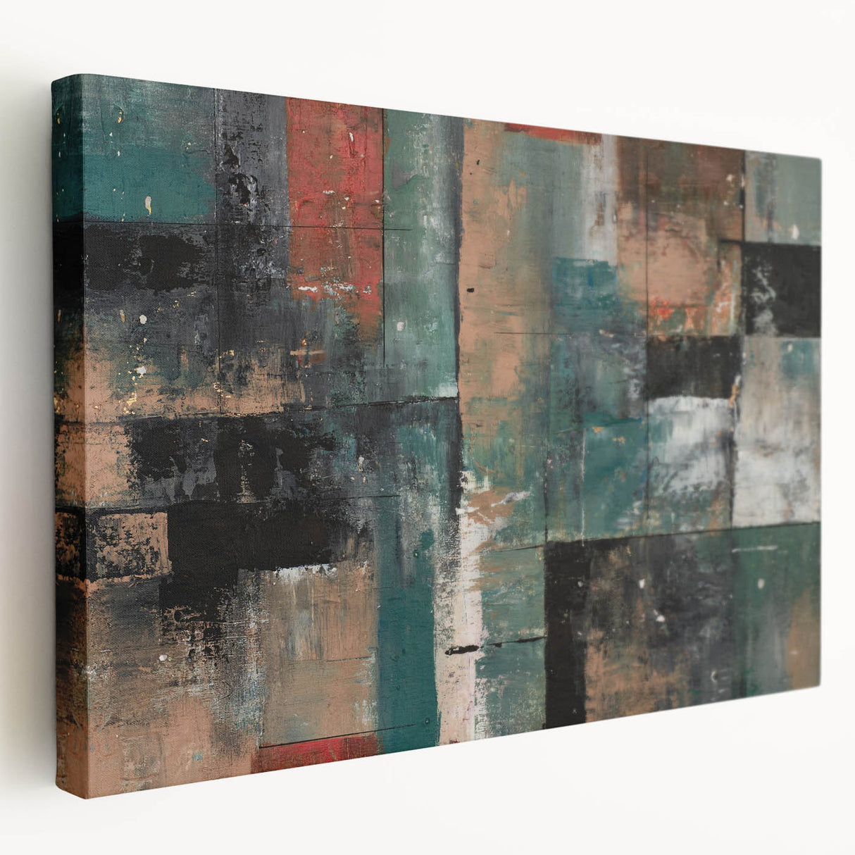 Geometric Abstract Art Prints – Earth-Toned Grid Composition