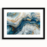 Exclusive Modern Abstract Art – Navy Blue, White & Gold Canvas