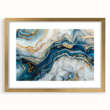 Exclusive Modern Abstract Art – Navy Blue, White & Gold Canvas