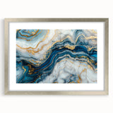 Exclusive Modern Abstract Art – Navy Blue, White & Gold Canvas