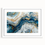 Exclusive Modern Abstract Art – Navy Blue, White & Gold Canvas