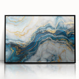 Exclusive Modern Abstract Art – Navy Blue, White & Gold Canvas