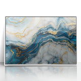 Exclusive Modern Abstract Art – Navy Blue, White & Gold Canvas